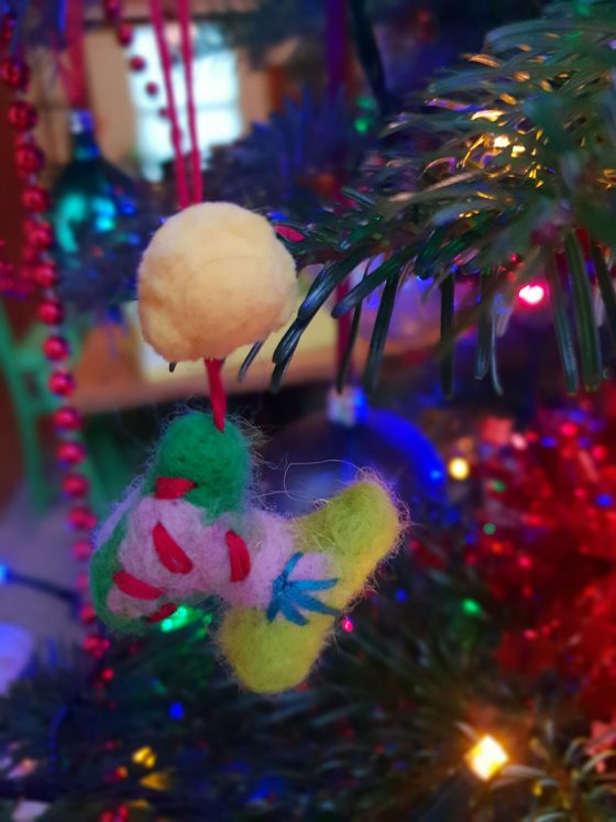Needle Felted Ornament with embroidery detail